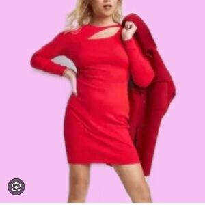 Target Red Long Sleeve Cutout Bodycon Dress